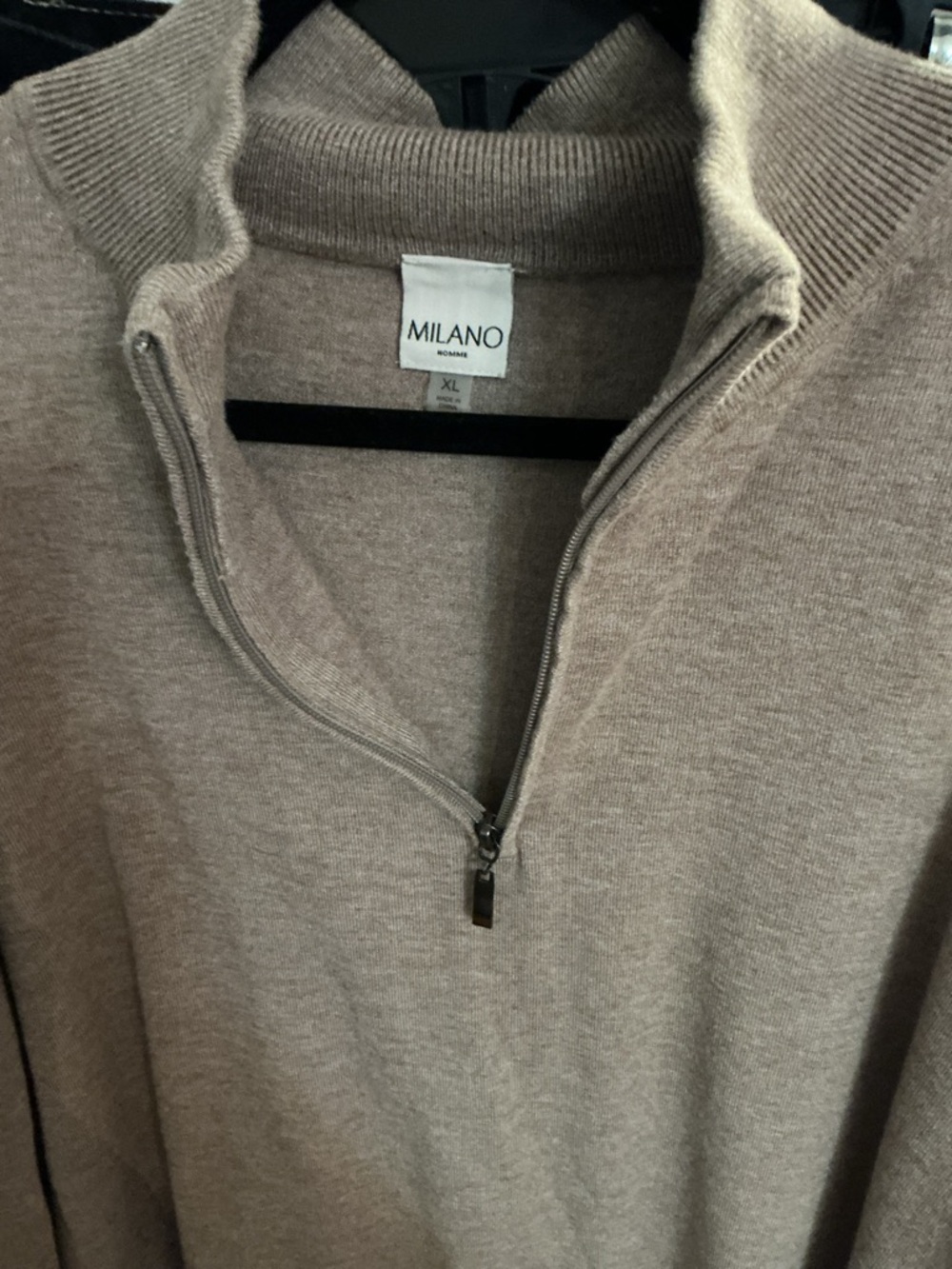 Milano Men's Half-Zip Sweater in Taupe Beige - Picture 4 of 6